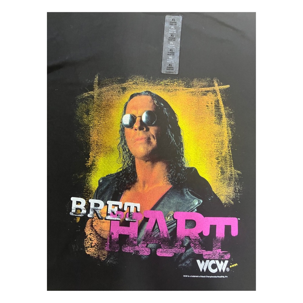 Bret "The Hitman" Hart WCW T Shirt Mens XL Black Graphic Tee Vintage 90s - Picture 5 of 5